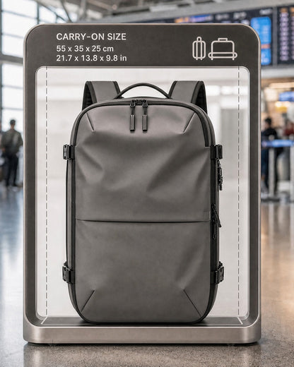 De SpaceWalk in een bagagemeter voor handbagage: 49 × 32 × 15 cm past binnen de norm van 55 × 35 × 25 cm