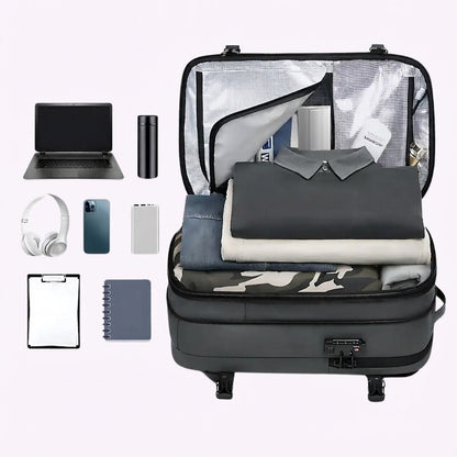 Wat er in de SpaceWalk past: een laptop, koptelefoon, telefoon, powerbank, notitieboek en kleding voor enkele dagen